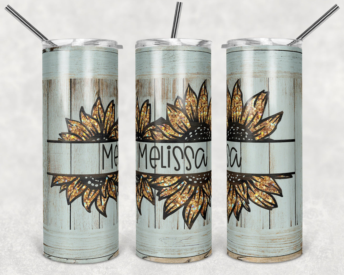 20 oz Skinny Tumbler Mint Sunflower Sublimation Design Print Transfer