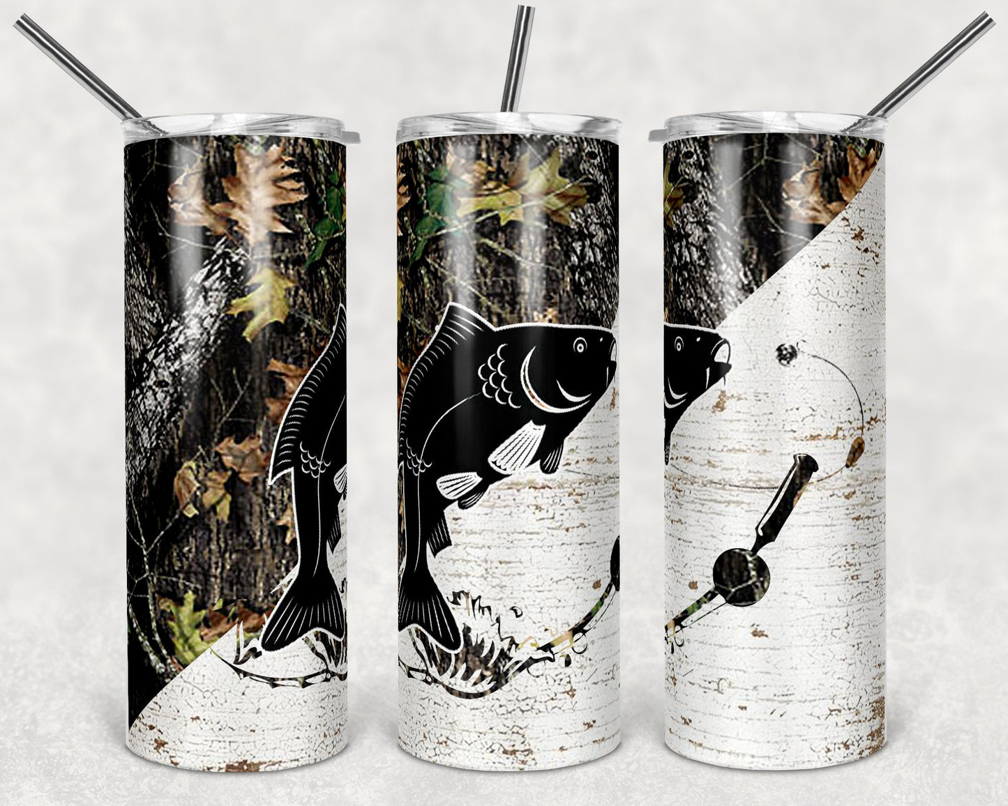 20 oz Skinny Tumbler Carp Fishing Sublimation Design Print Transfer