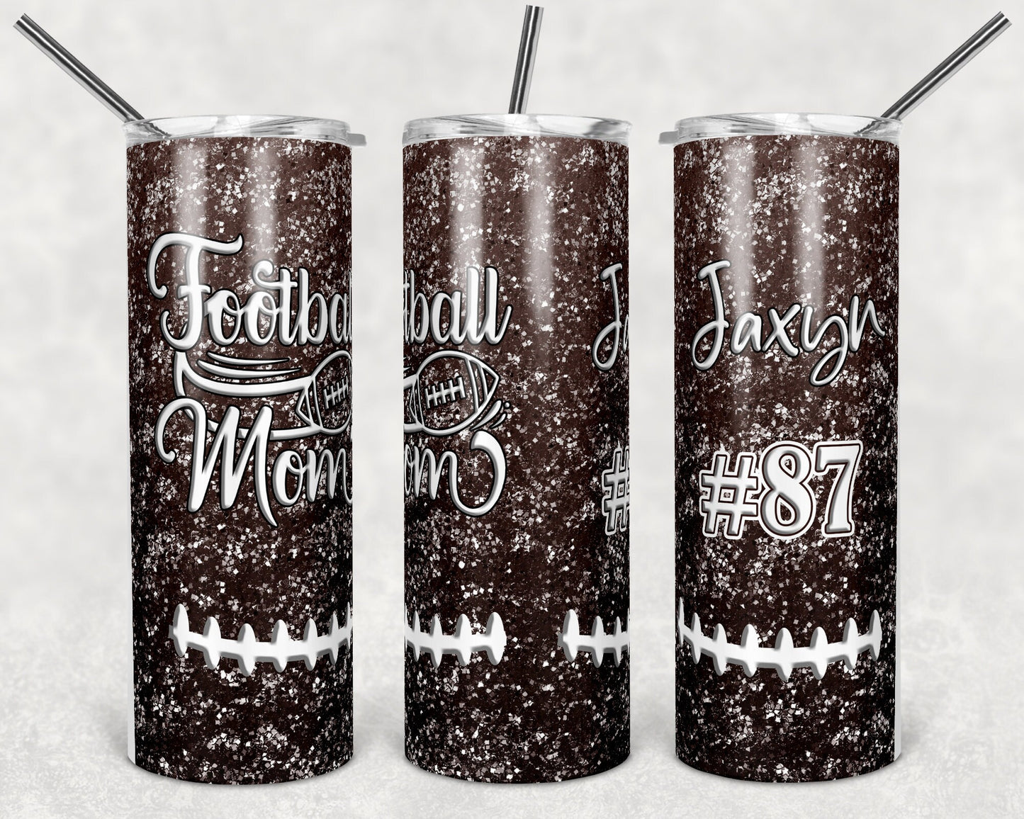 20 oz Skinny Tumbler Glitter Football Mom Sublimation Design Print Transfer