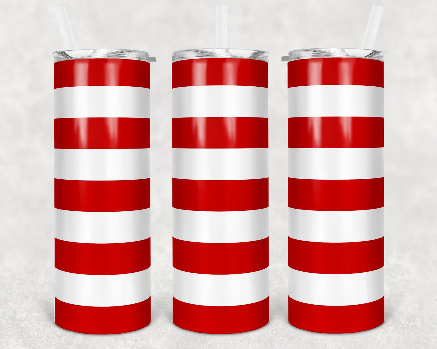 20 oz Skinny Tumbler Red White Stripe Sublimation Design Print Transfer