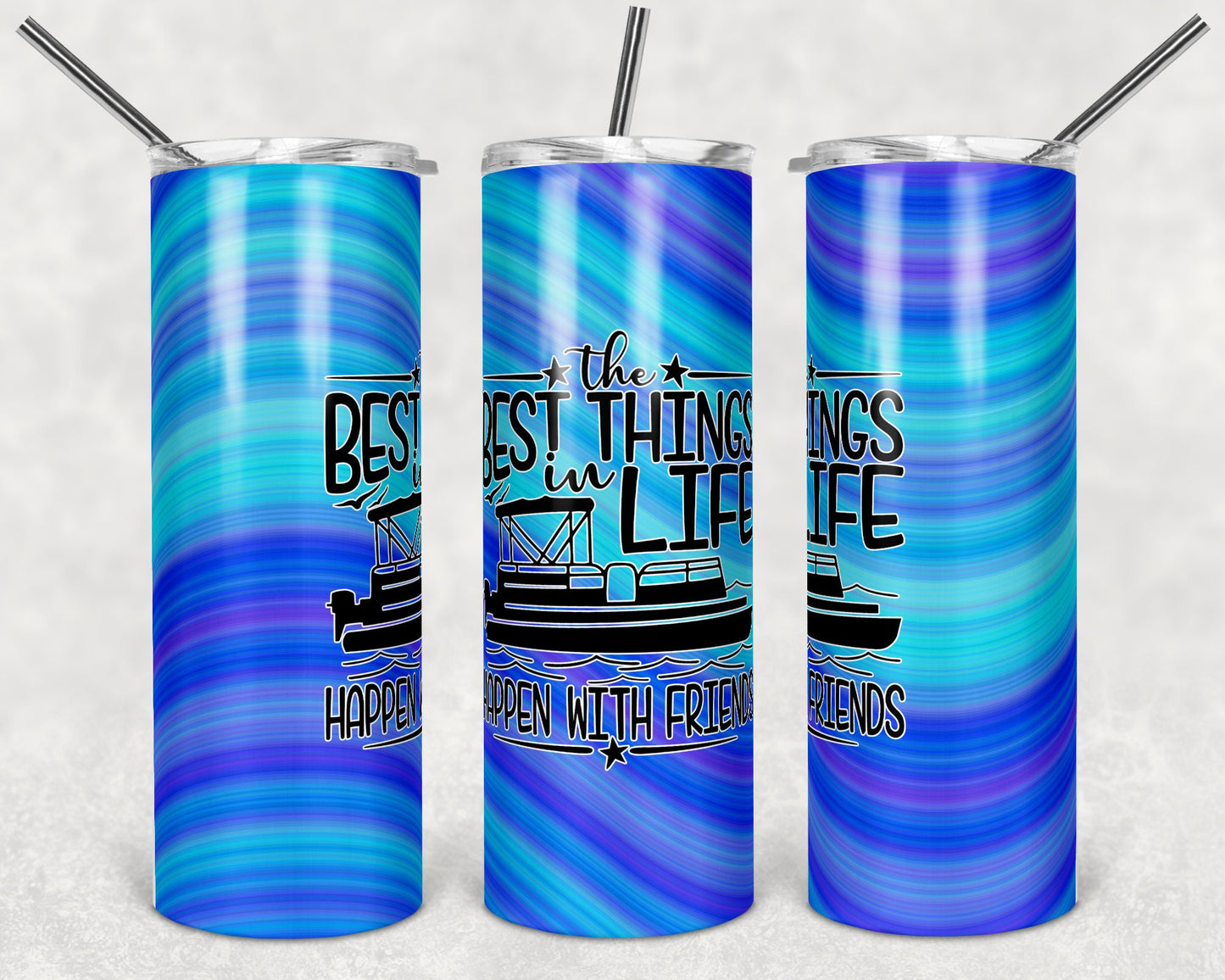 20 oz Skinny Tumbler Sublimation Design Template Best Life Pontoon Design