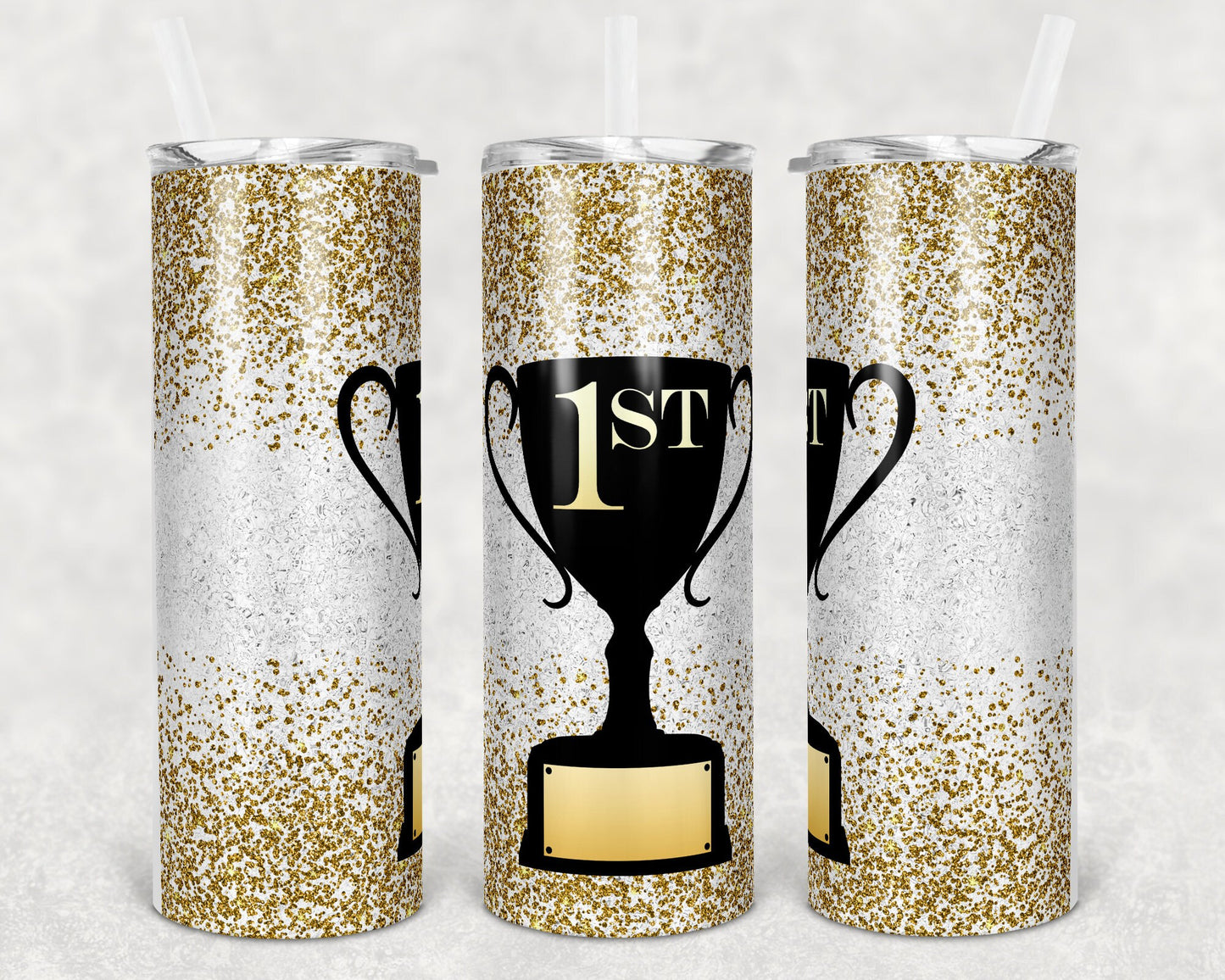 20 oz Skinny Tumbler Sublimation Design Template Gold Trophy 1st Place Design Print Transfer