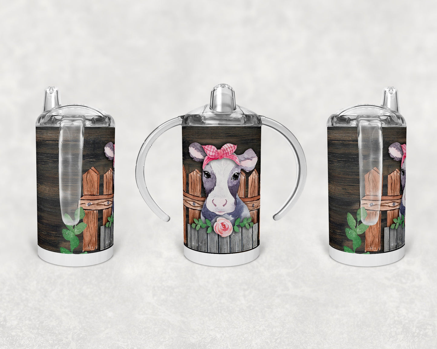 Straight Sippy Cup Sublimation Girl Cow Cute Farm Design Design