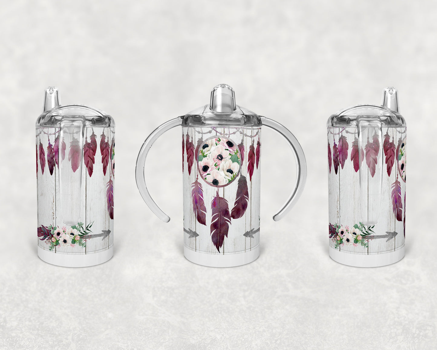 Straight Sippy Cup Sublimation Maroon Dream Catcher Design Design