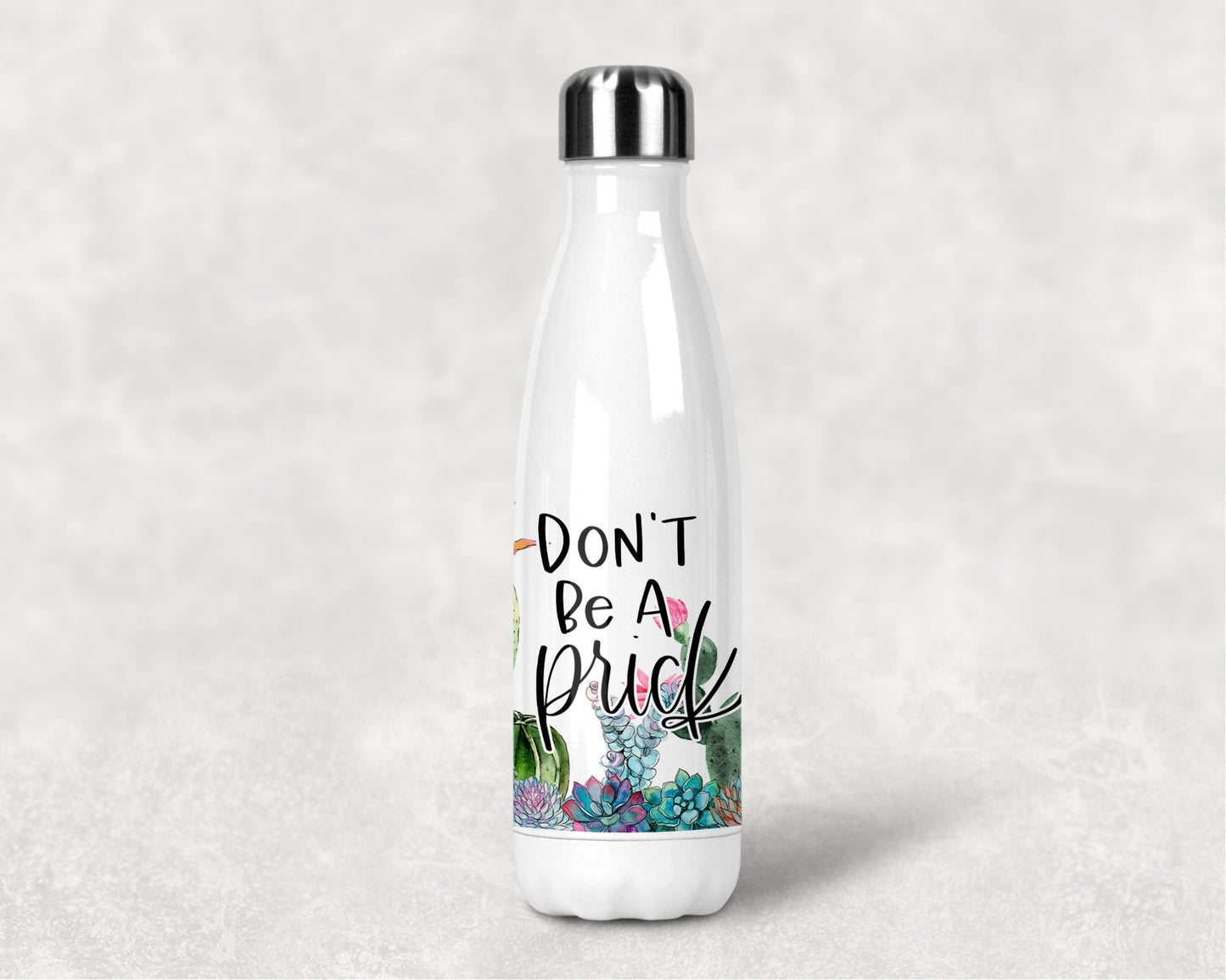 Water Bottle Tumbler Cactus Dont be a Prick Sublimation Design Print Transfer ombre bottles