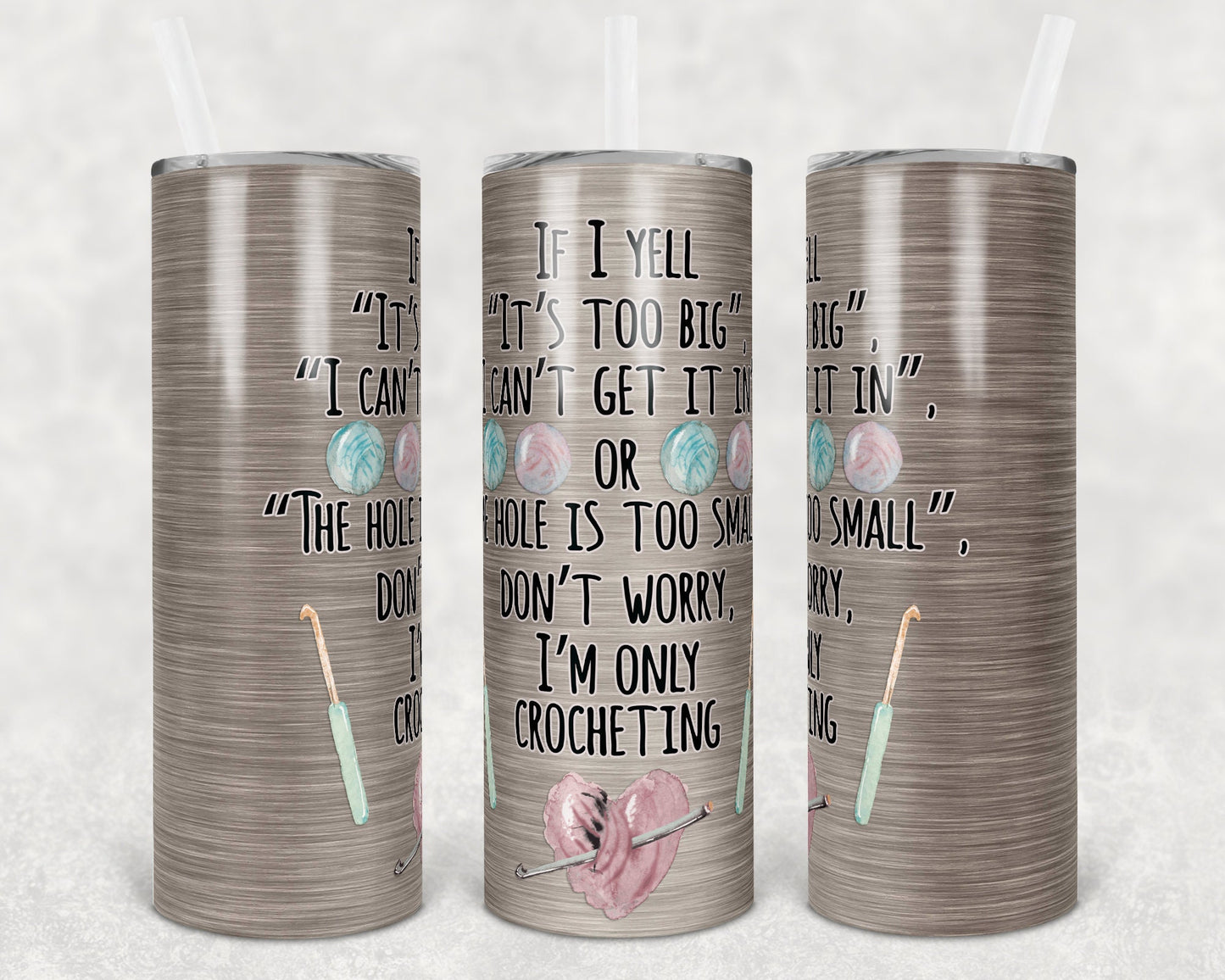 20 oz Skinny Tumbler Funny Crochet Crafting Sublimation Design Print Transfer