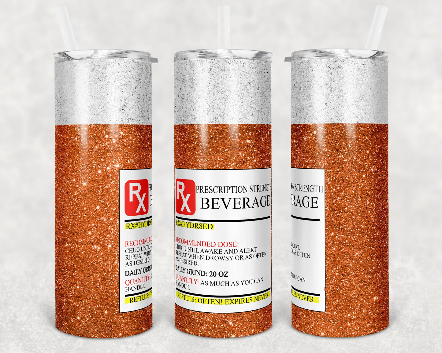 20 oz Skinny Tumbler Prescription Bottle Daily Grind Sublimation Design Print Transfer