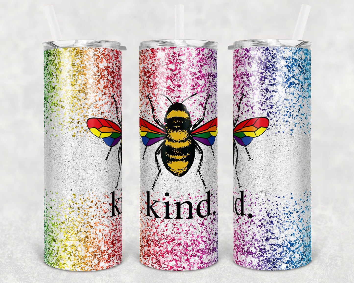 20 oz Skinny Tumbler Sublimation Design Template Autism Awareness Bee Kind Print Transfer