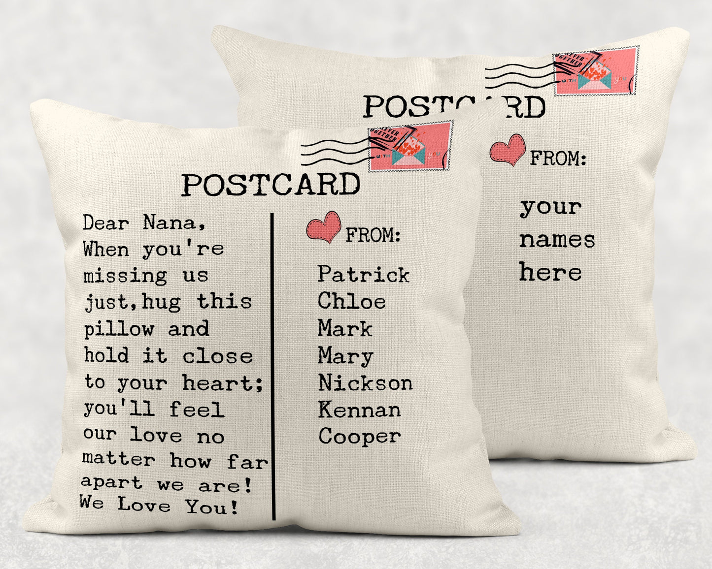 Postcard Miss you Sublimation Design for Pillows Placemats Aprons Tote Bags and Towels