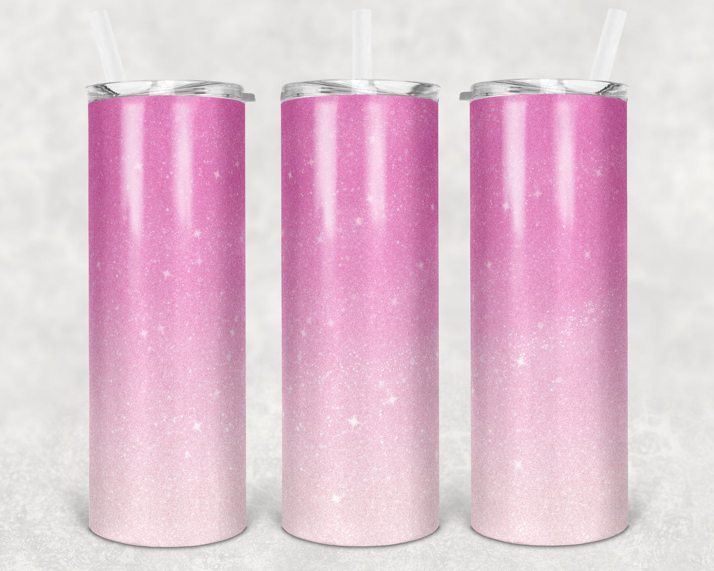 20 oz Skinny Tumbler Sublimation Design Template Glitter Ombre Pink Straight and Warped Design