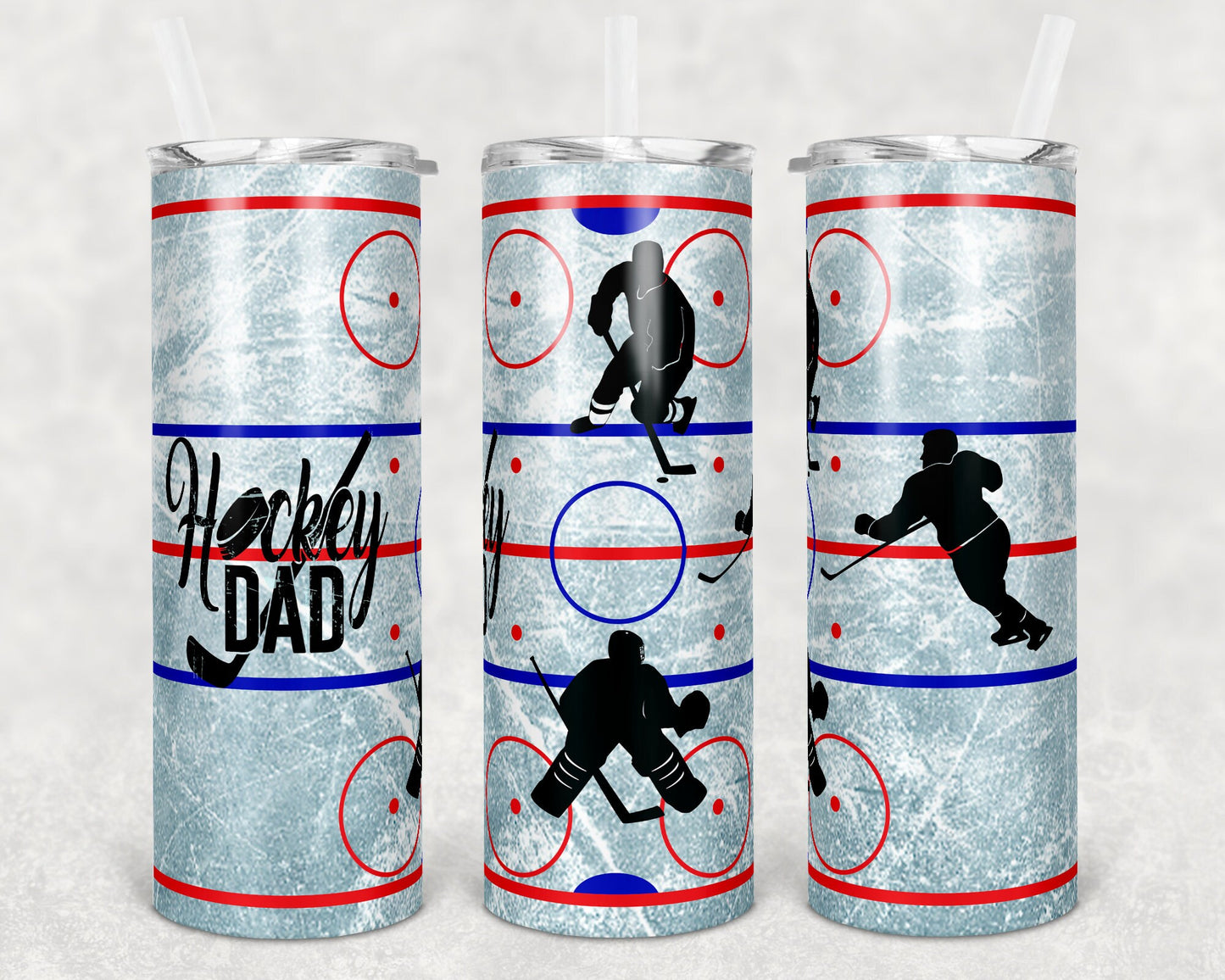 20 oz Skinny Tumbler Hockey Dad Rink Hockey Players Sublimation Design Print Transfer