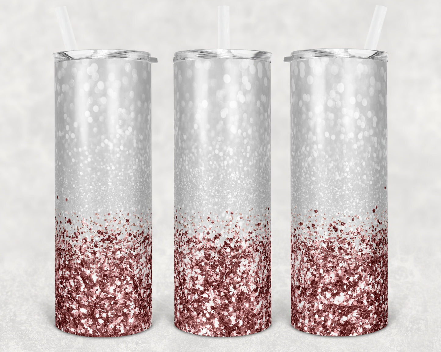 20 oz Skinny Tumbler Sublimation Design Template Confetti Rose Gold Glitter Design Inst tumblers
