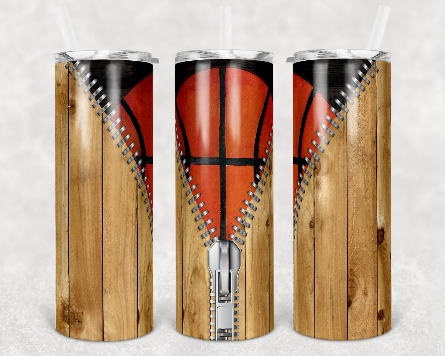 20 oz Skinny Tumbler Zipper Basketball Sublimation Design Template Design Print Transfer