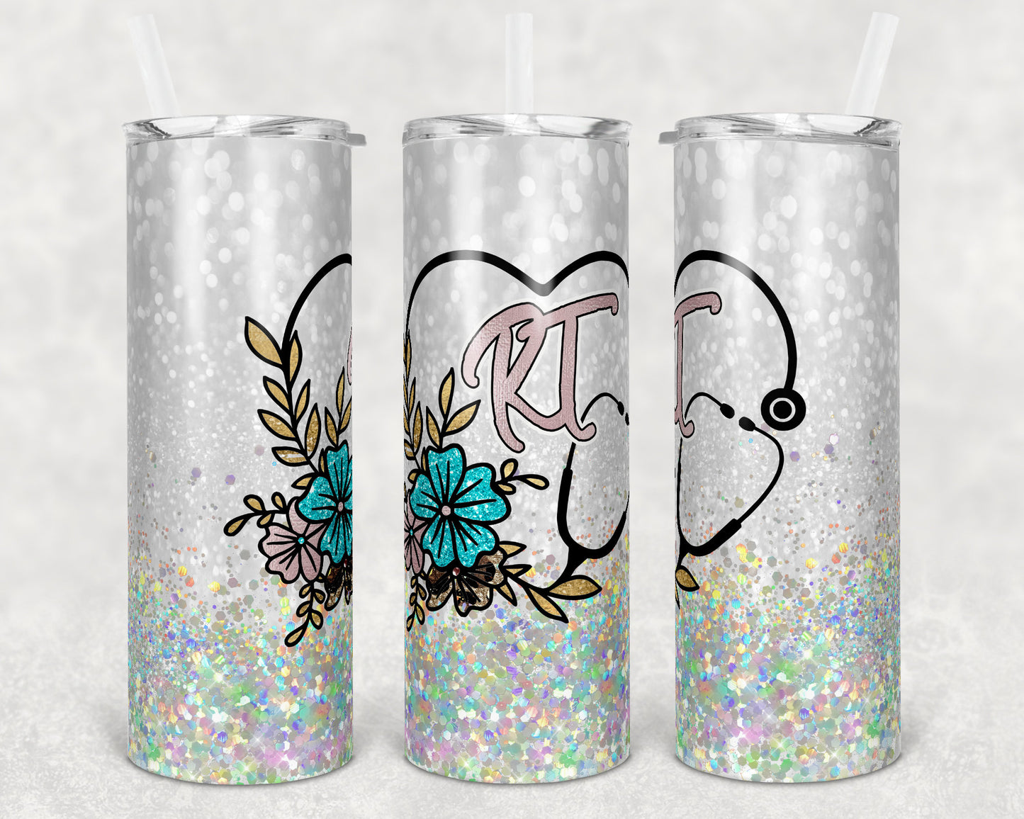 20 oz Skinny Tumbler Sublimation Design Template Glitter Respiratory Therapist Inst tumblers