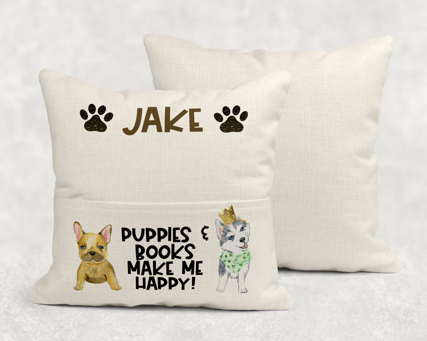 Pocket Pillow Sublimation Design Puppy Theme Reading Pillow Print Transfer
