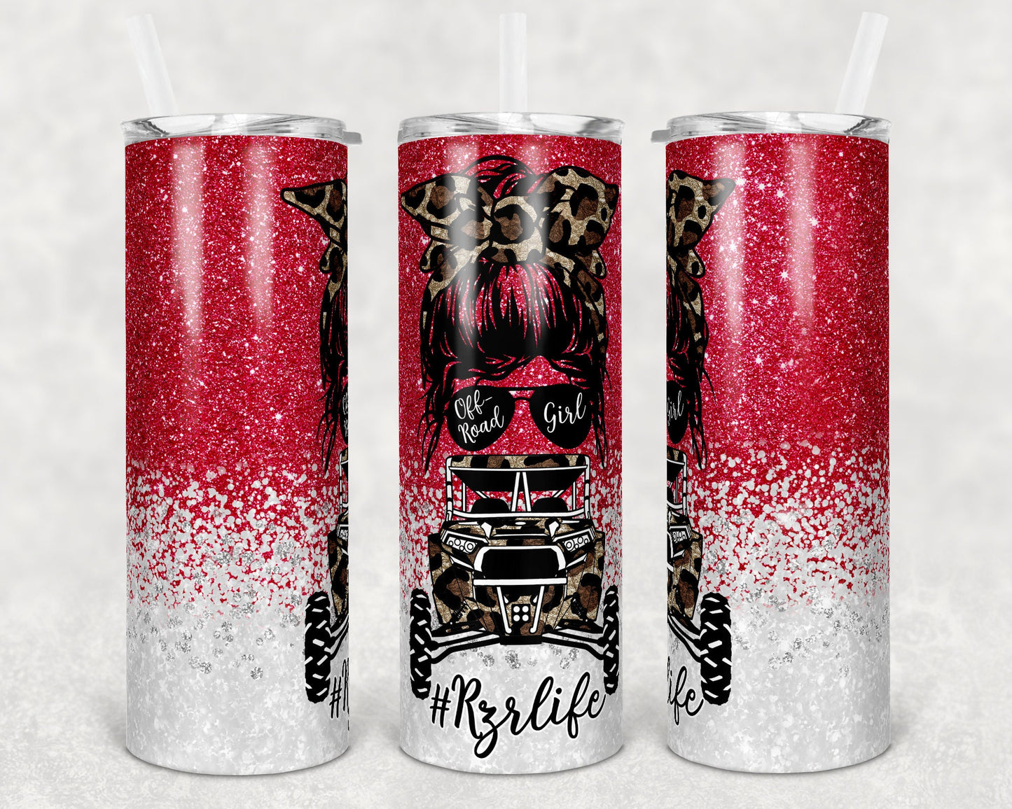 20 oz Skinny Tumbler Sublimation Design Template Glitter Confetti off road Off Road Design