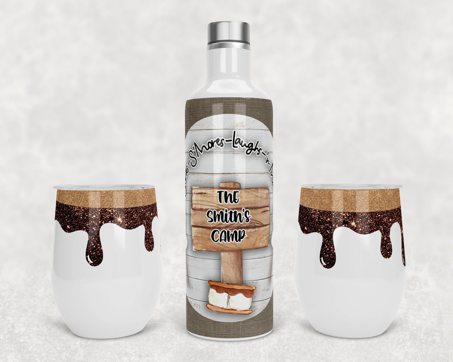 Design Wine Set Sublimation Tumbler Camping Smores Camp Site wine and carafe designs