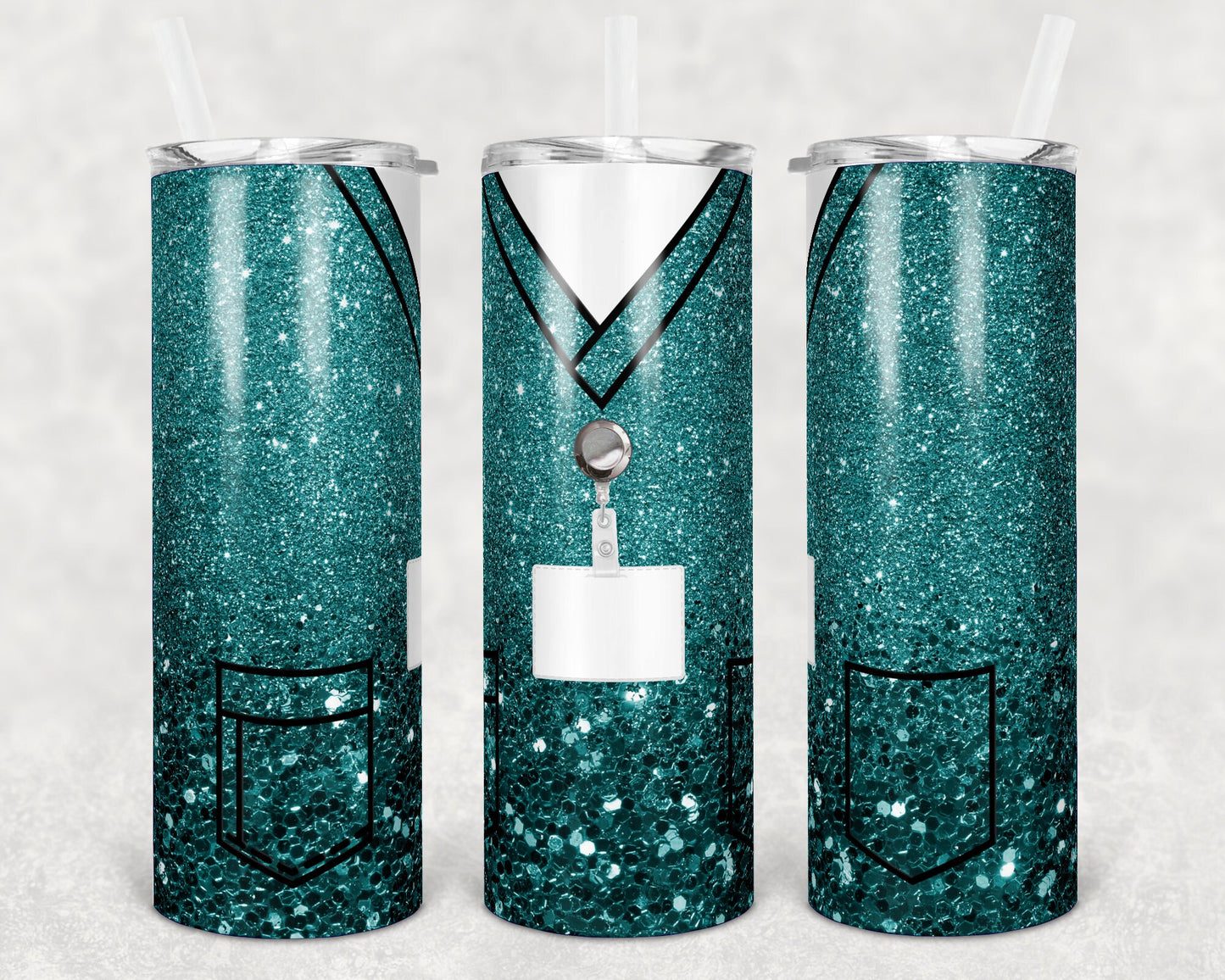 20 oz Skinny Tumbler Sublimation Design Template Glitter Nurse Scrub Top Inst tumblers
