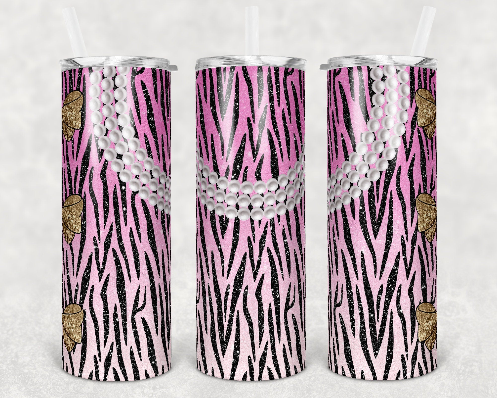 20 oz Skinny Tumbler Sublimation Design Template Glitter Ombre Pink Ze ...