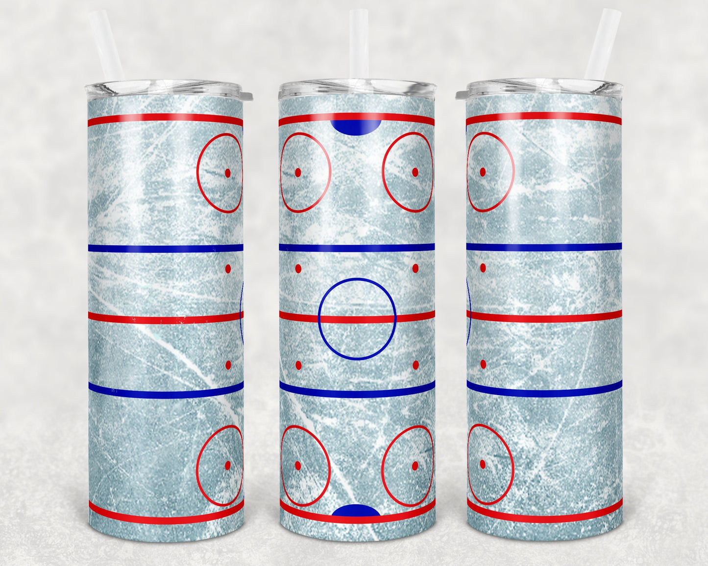 20 oz Skinny Tumbler Hockey Rink Ice Hockey Sublimation Design Print Transfer