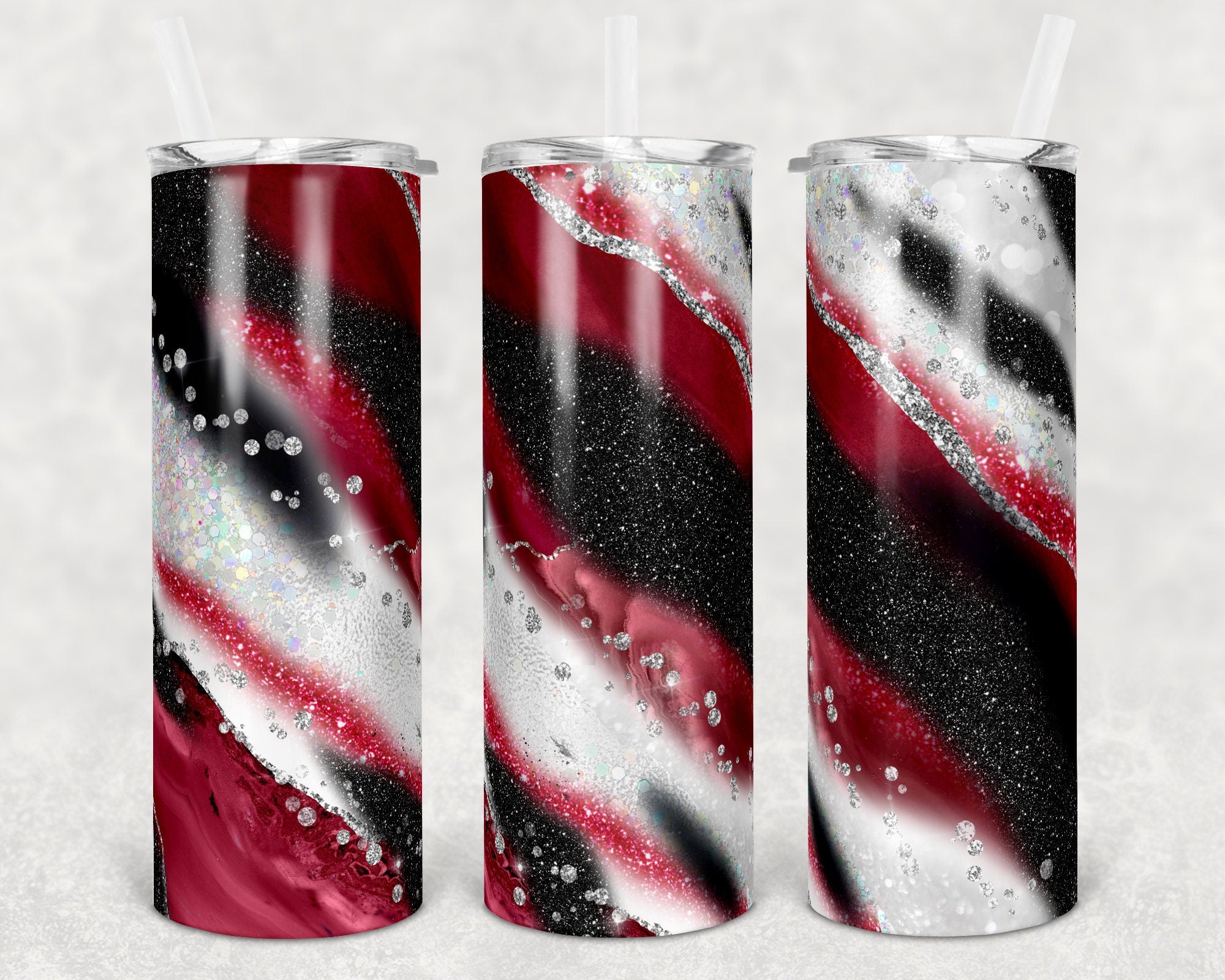 20 oz Skinny Tumbler Sublimation Template Agate Milky Way Red Black Si ...
