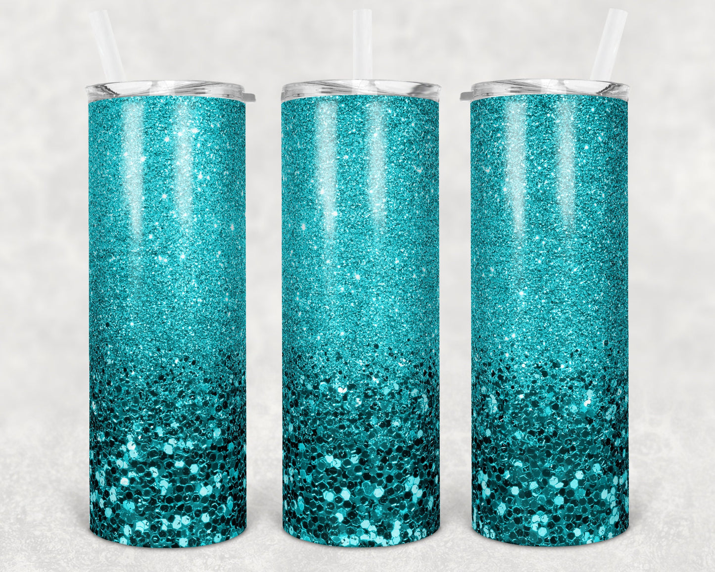 20 oz Skinny Tumbler Sublimation Design Template Glitter chunky and fineTeal Straight and Warped Design