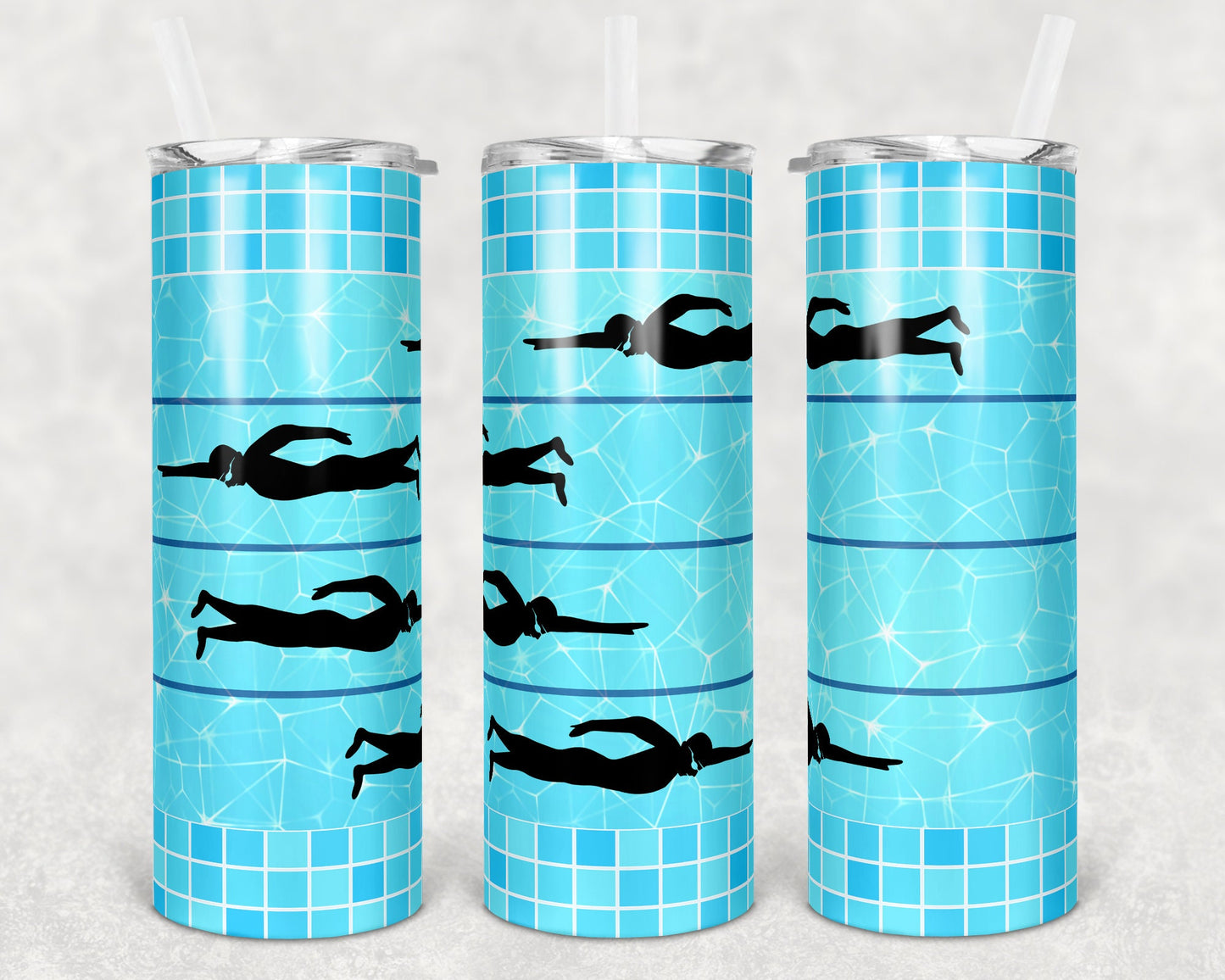 20 oz Skinny Tumbler Swimming Pool Competitive Swimmer Summer Sublimation Design