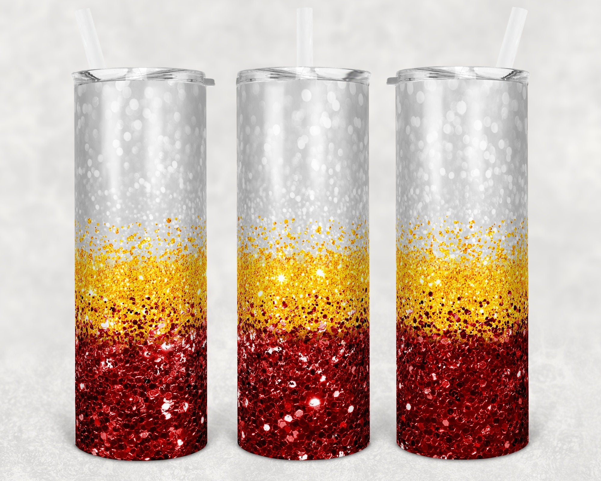 20 oz Skinny Tumbler Sublimation Design Template Glitter Ombre white y ...