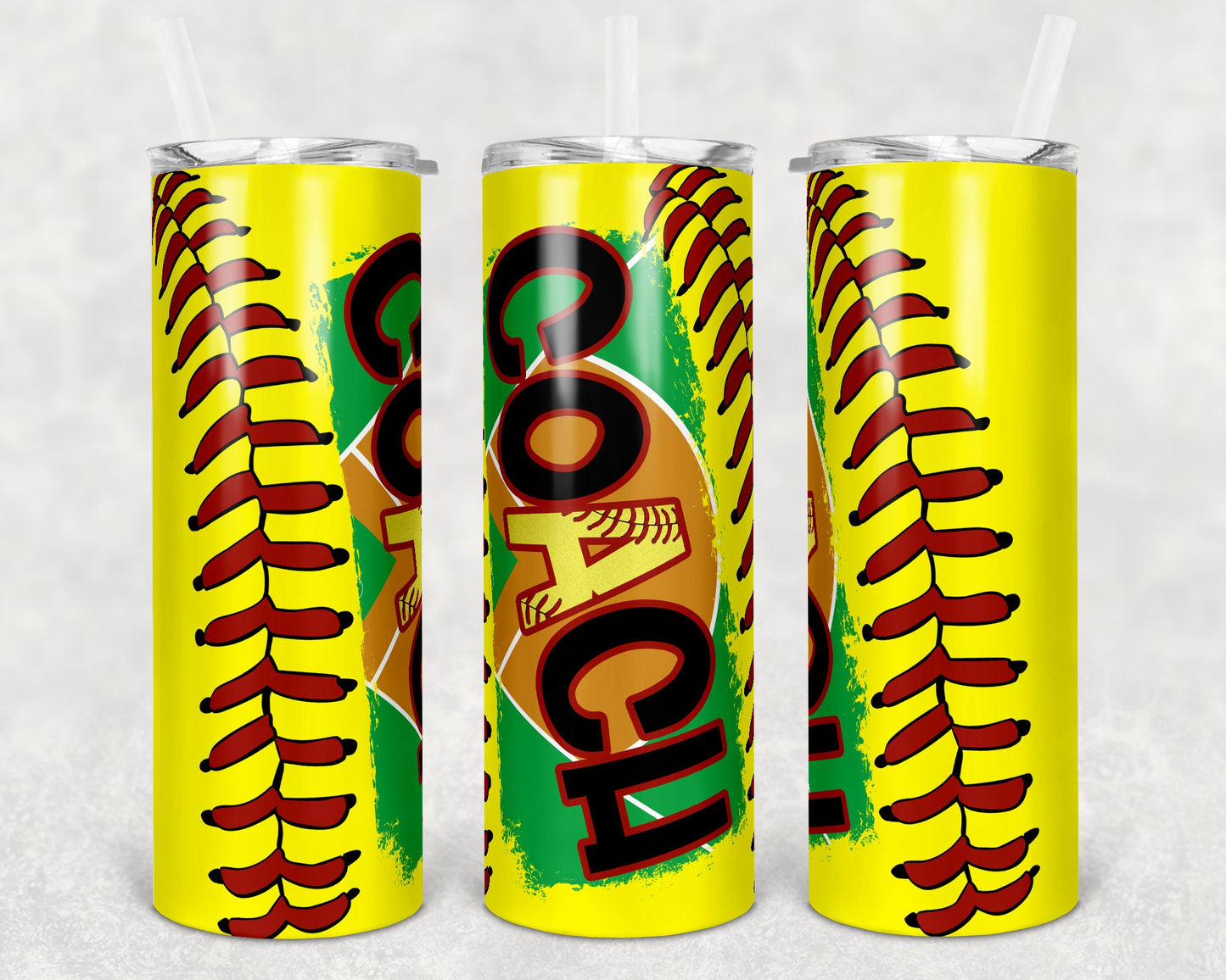 20 oz Skinny Tumbler Softball Coach Laces Sublimation Design Template Design tumblers tamara