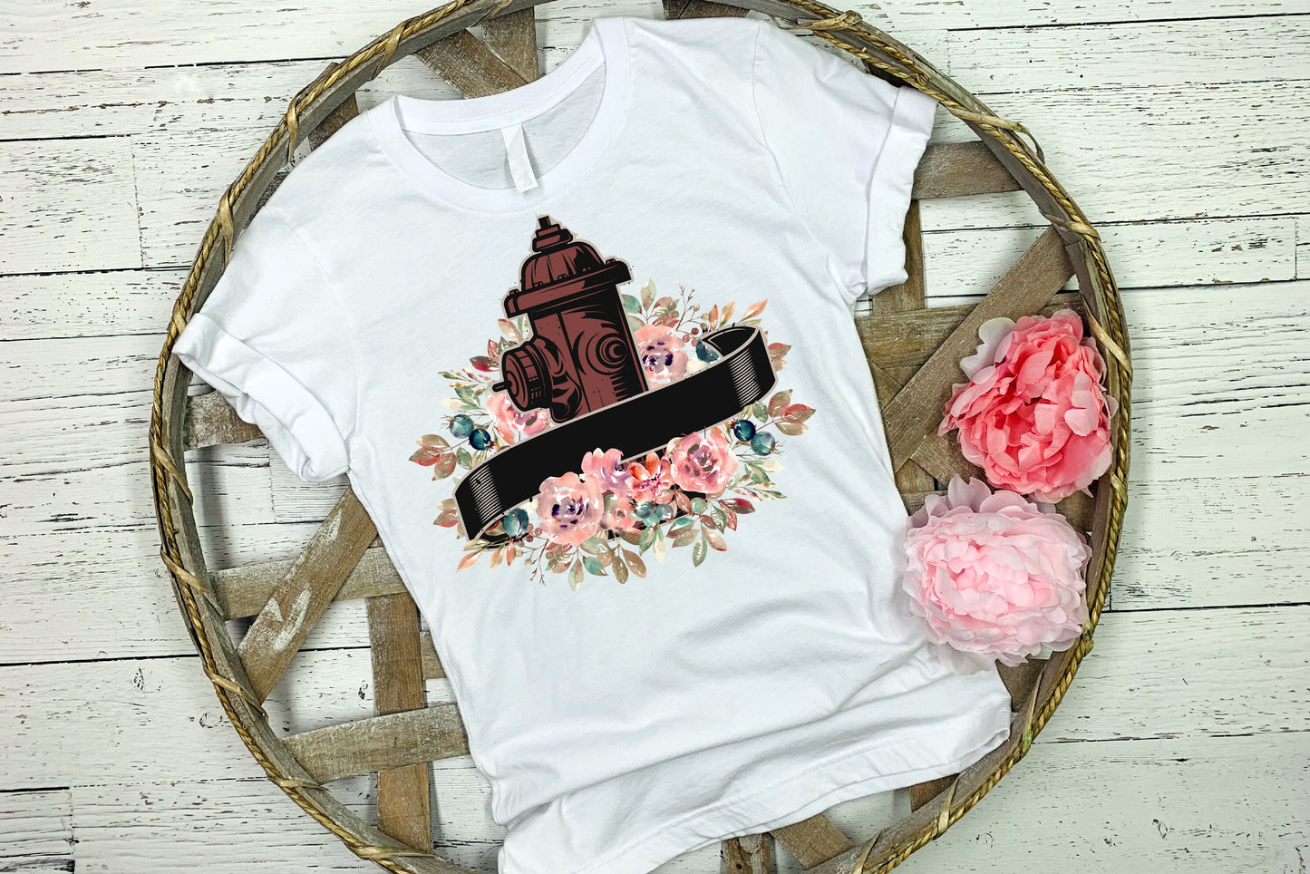 20 oz Skinny Tumbler Sublimation Design Template Fire Hydrant Floral Shirt and Tumbler