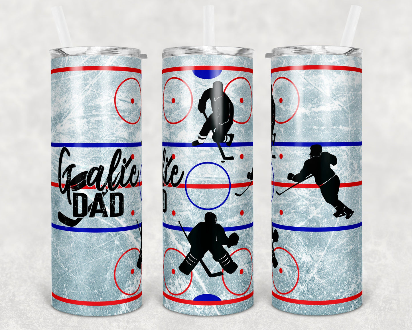20 oz Skinny Tumbler Hockey Goalie Dad Rink Hockey Players Sublimation Design Print Transfer