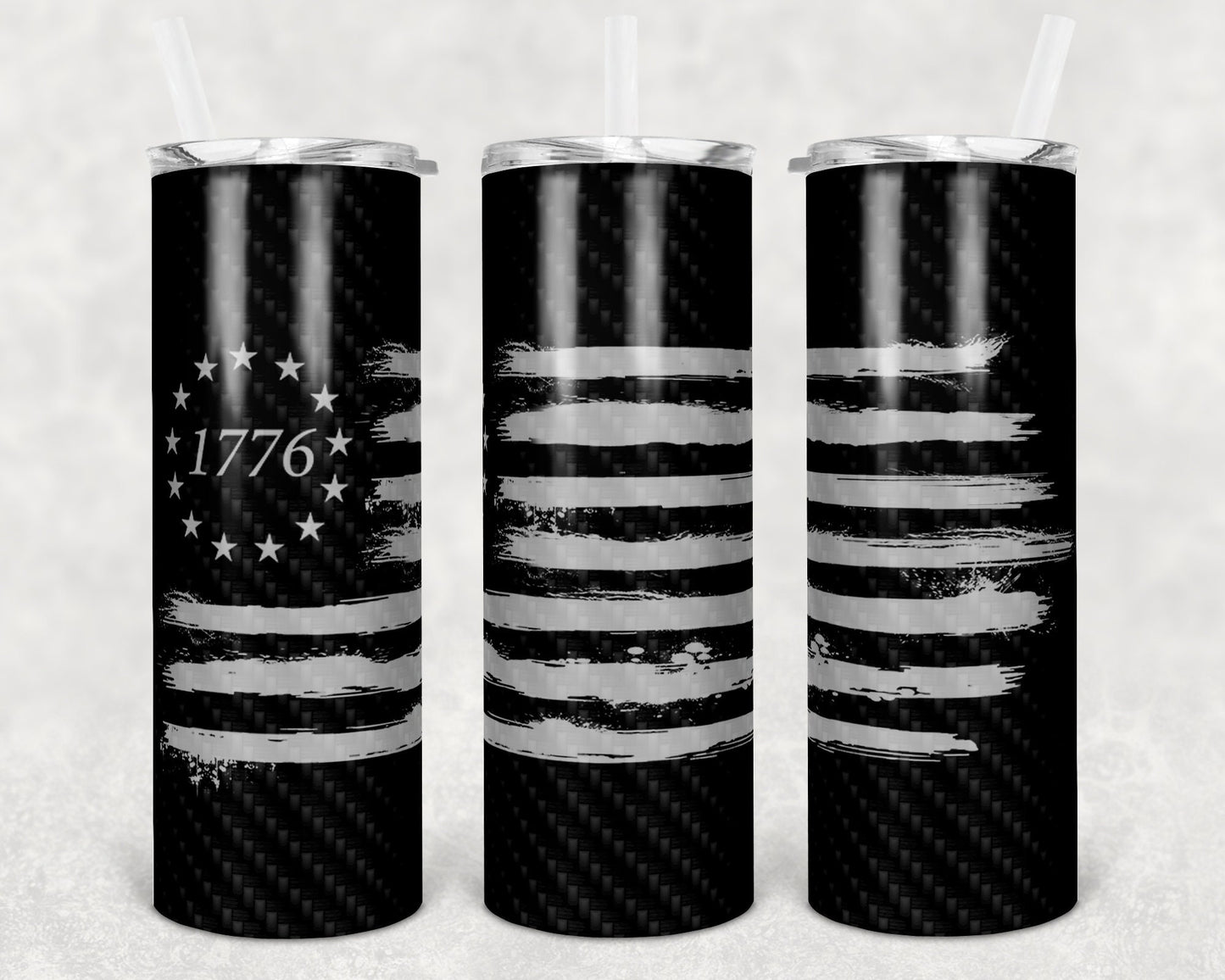 20 oz Skinny Tumbler Sublimation Design Template 1776 Flag Distressed Design