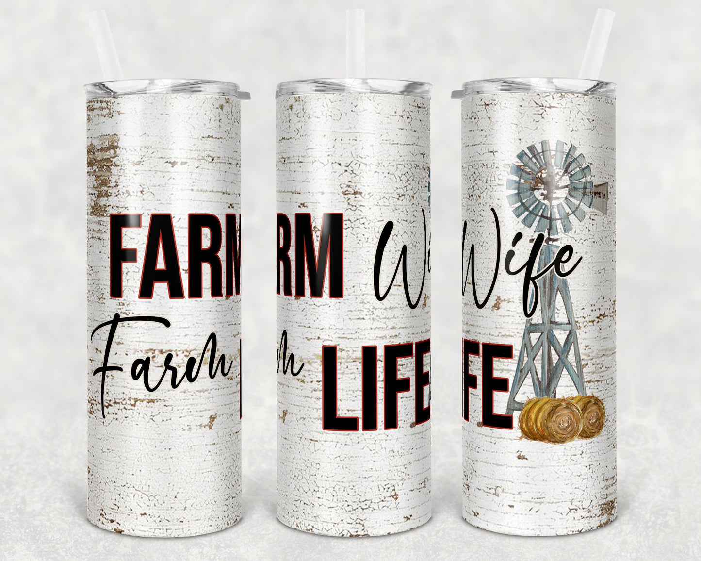20 oz Skinny Tumbler Sublimation Farm Print Farm Life Farm Wife Design