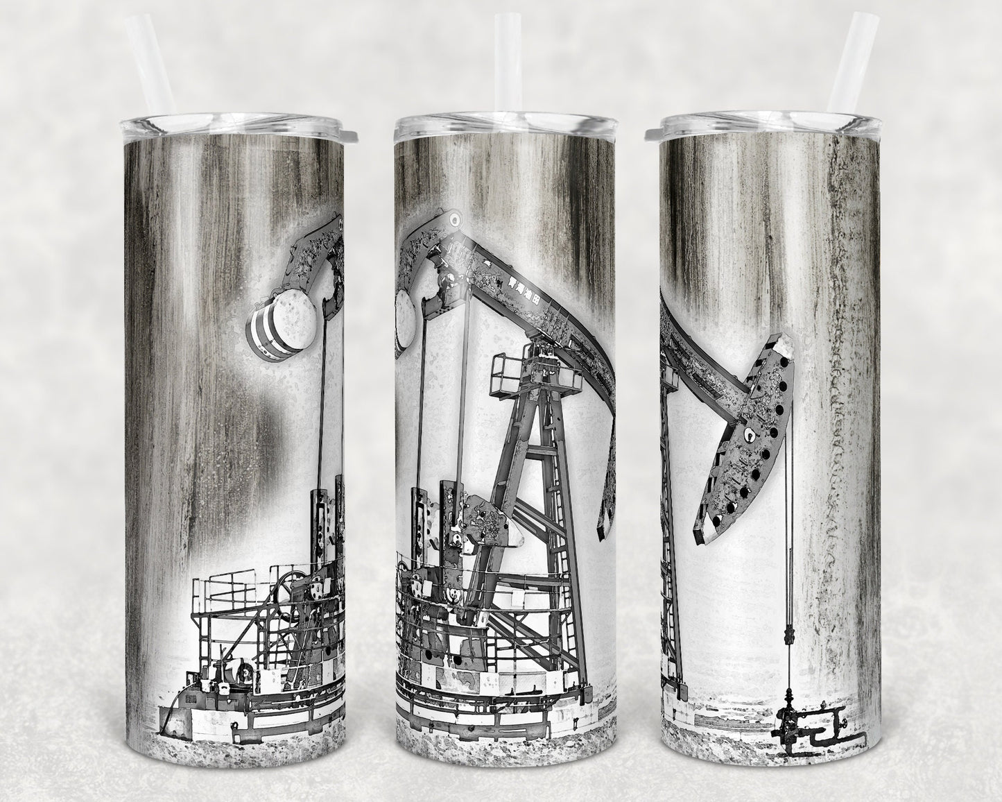 20 oz Skinny Tumbler Oilfield Oil Rig oil rigging Sublimation Design Print Transfer