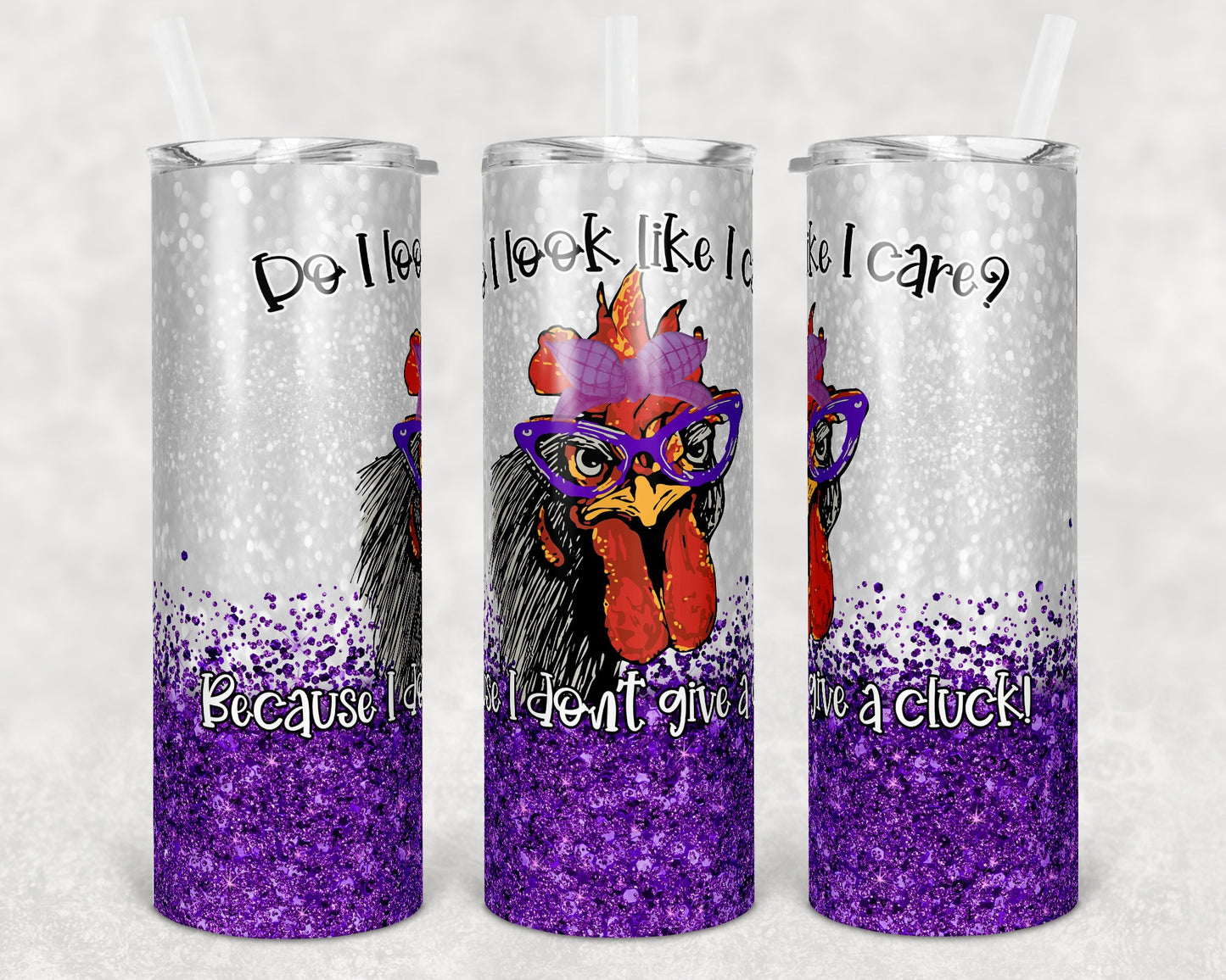 20 oz Skinny Tumbler Snarky Chicken Don't Give a Cluck and Blank Sublimation Design