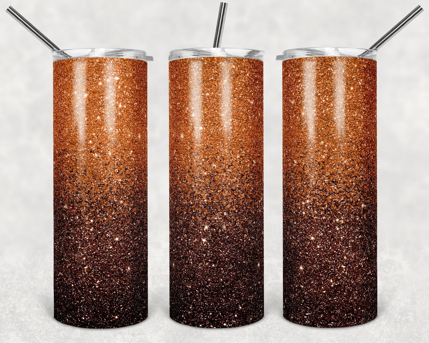 20 oz Skinny Tumbler Sublimation Design Template Glitter Ombre Orange Brown Fall Colors Straight Warped Design