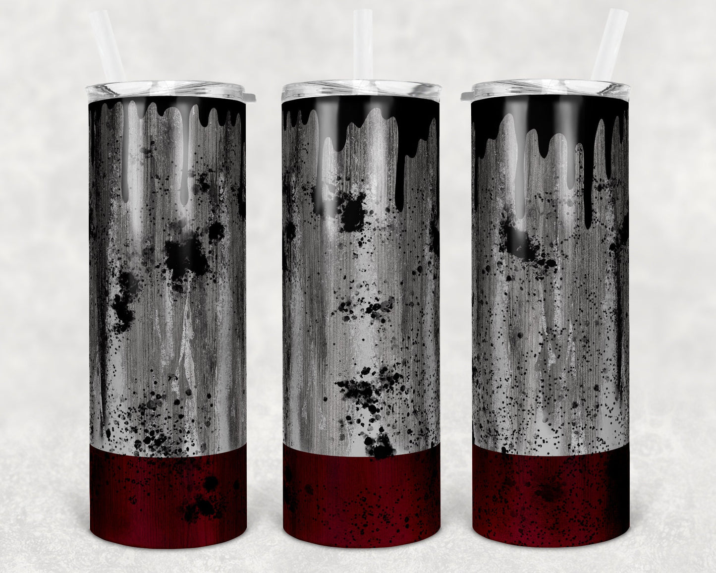 20 oz Skinny Tumbler Distressed Oil Can Red White Grunge Sublimation Design Print Transfer
