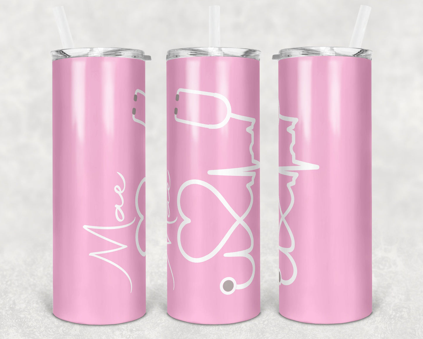 20 oz Skinny Tumbler Sublimation Design Template pale pink Nurse light pink Inst tumblers