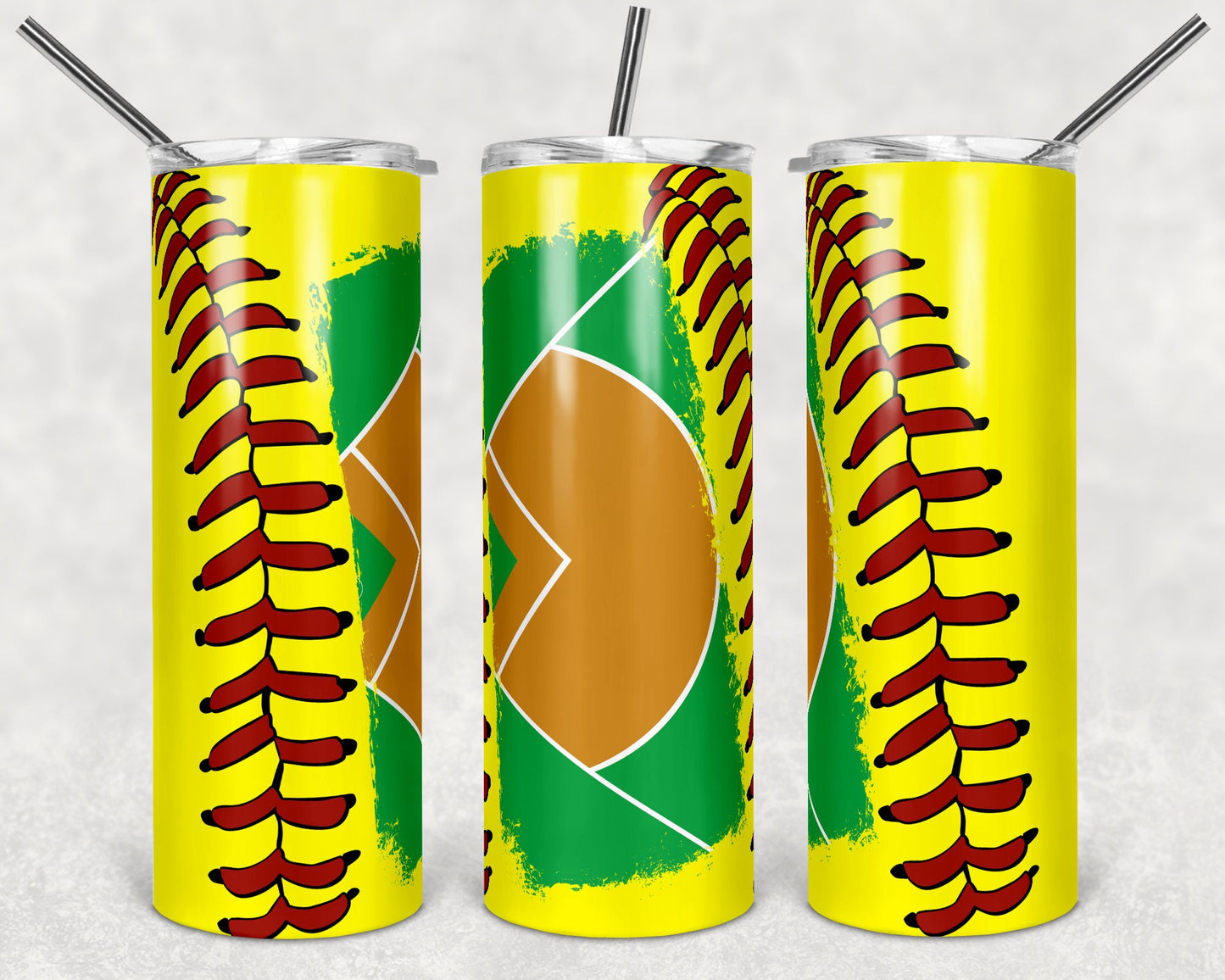 20 oz Skinny Tumbler Softball Laces Glitter and Solid Sublimation Design Template Design