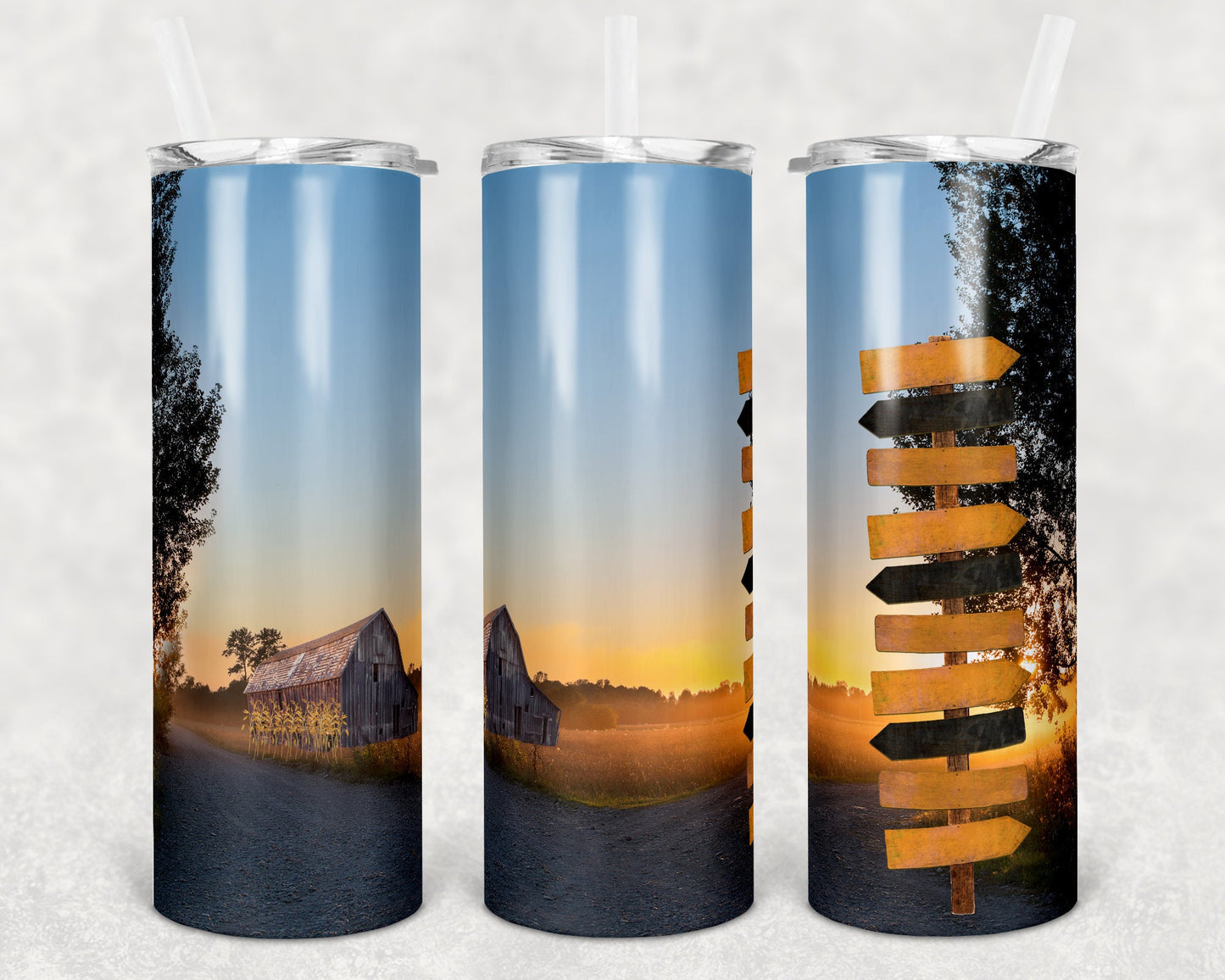 20 oz Skinny Tumbler Country Road Customizable Name Sign tumbler Sublimation Design