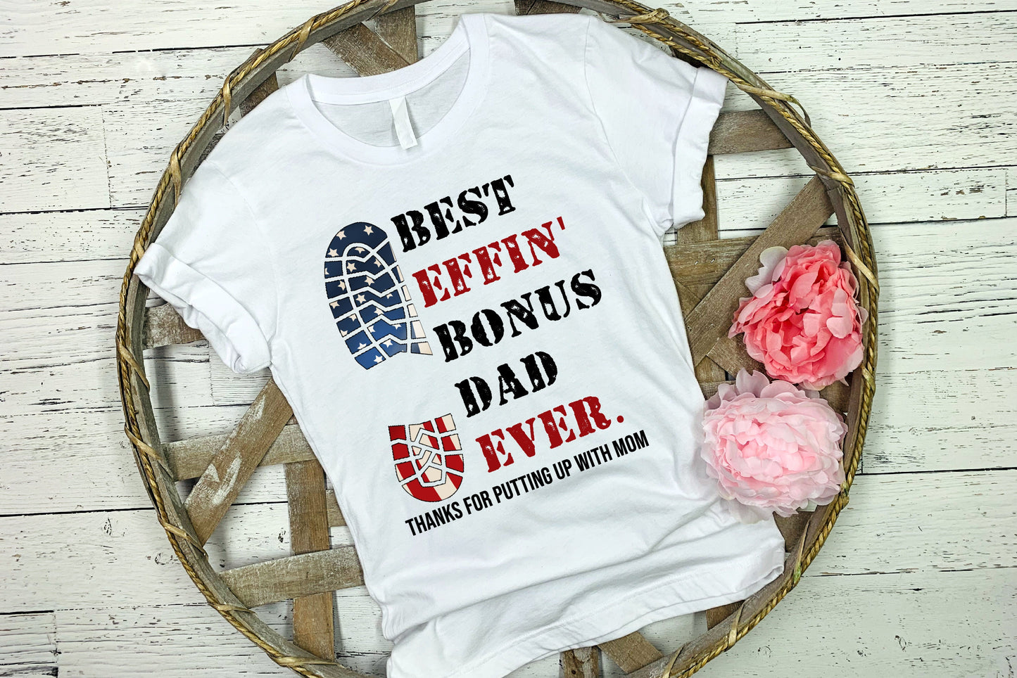 20 oz Skinny Tumbler Best Effin Bonus Dad Ever Flag Sublimation Design and shirt Fathers Day