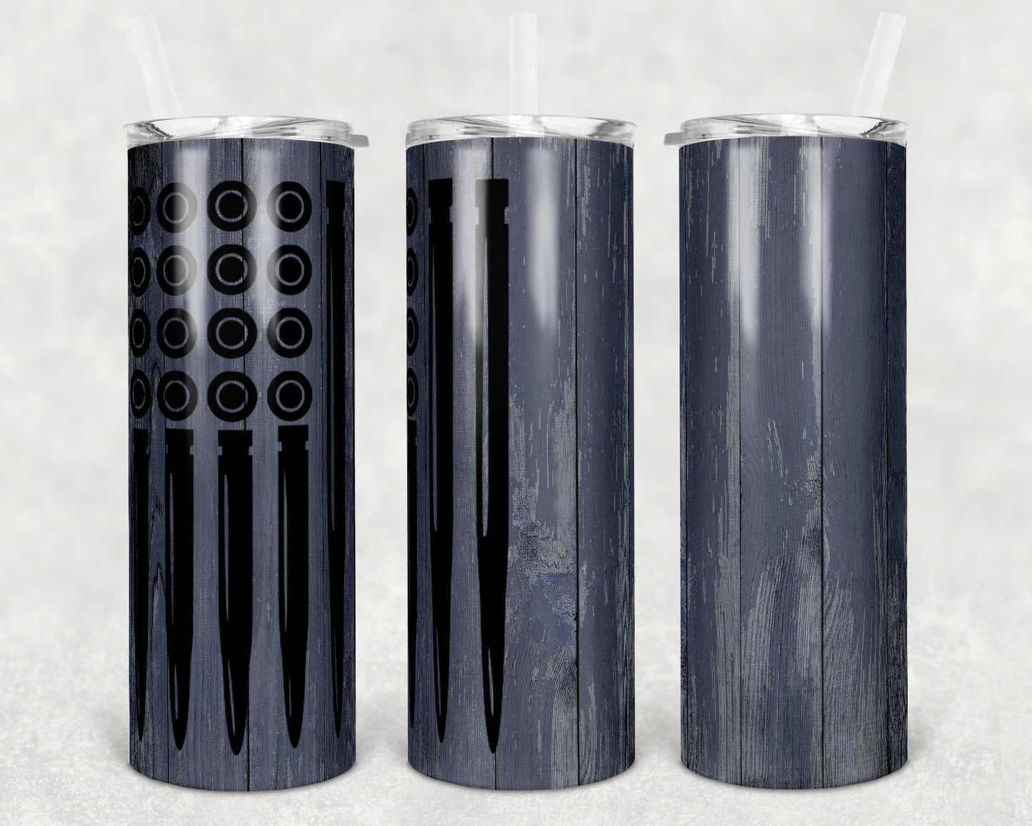 20 oz Skinny Tumbler Sublimation Design Template Bullet Flag Faux Wood Design