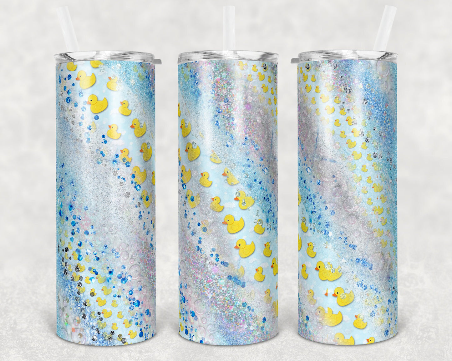 20 oz Skinny Tumbler Sublimation Template Agate Milky Way blue Duck Rubber Duckie Straight and Warped Design