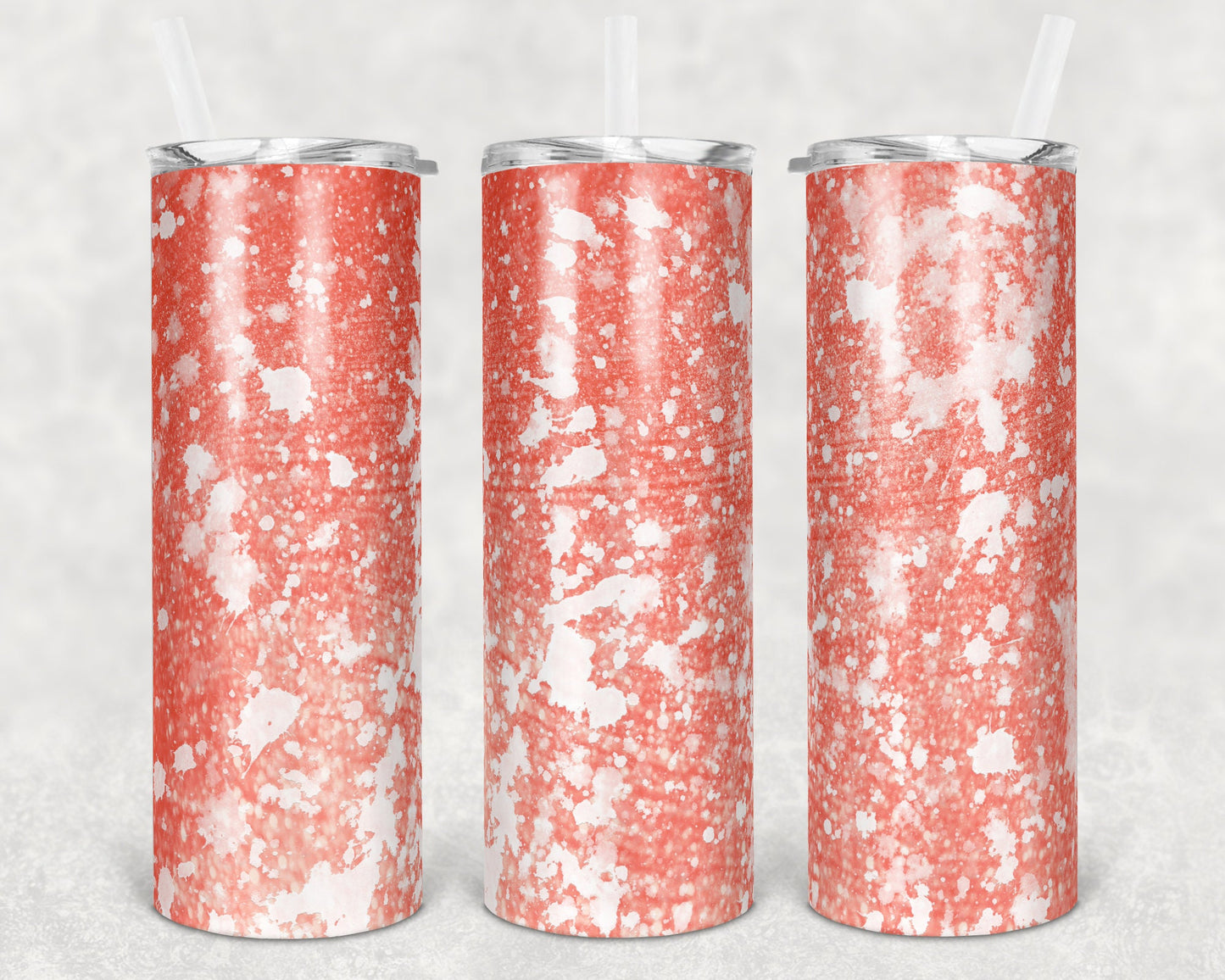 20 oz Skinny Tumbler Sublimation Design Template Glitter Coral Power Wash Straight Warped Design
