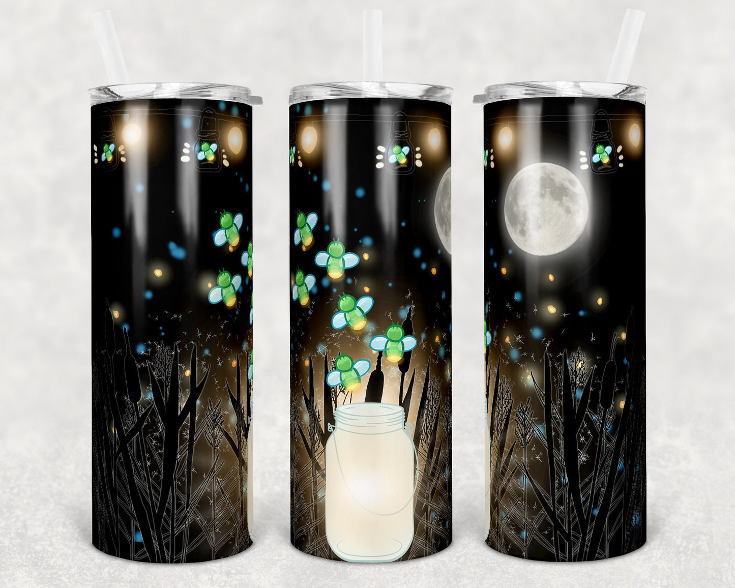 20 oz Skinny Tumbler Glow Firefly Fireflies Sublimation Design Print Transfer butterfly