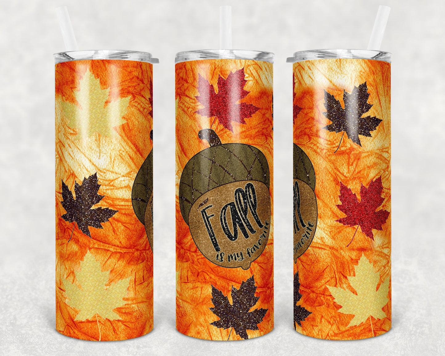 20 oz Skinny Tumbler Sublimation Design Template Fall is my favorite Leaves Fall Bonfires Straight Warped Design