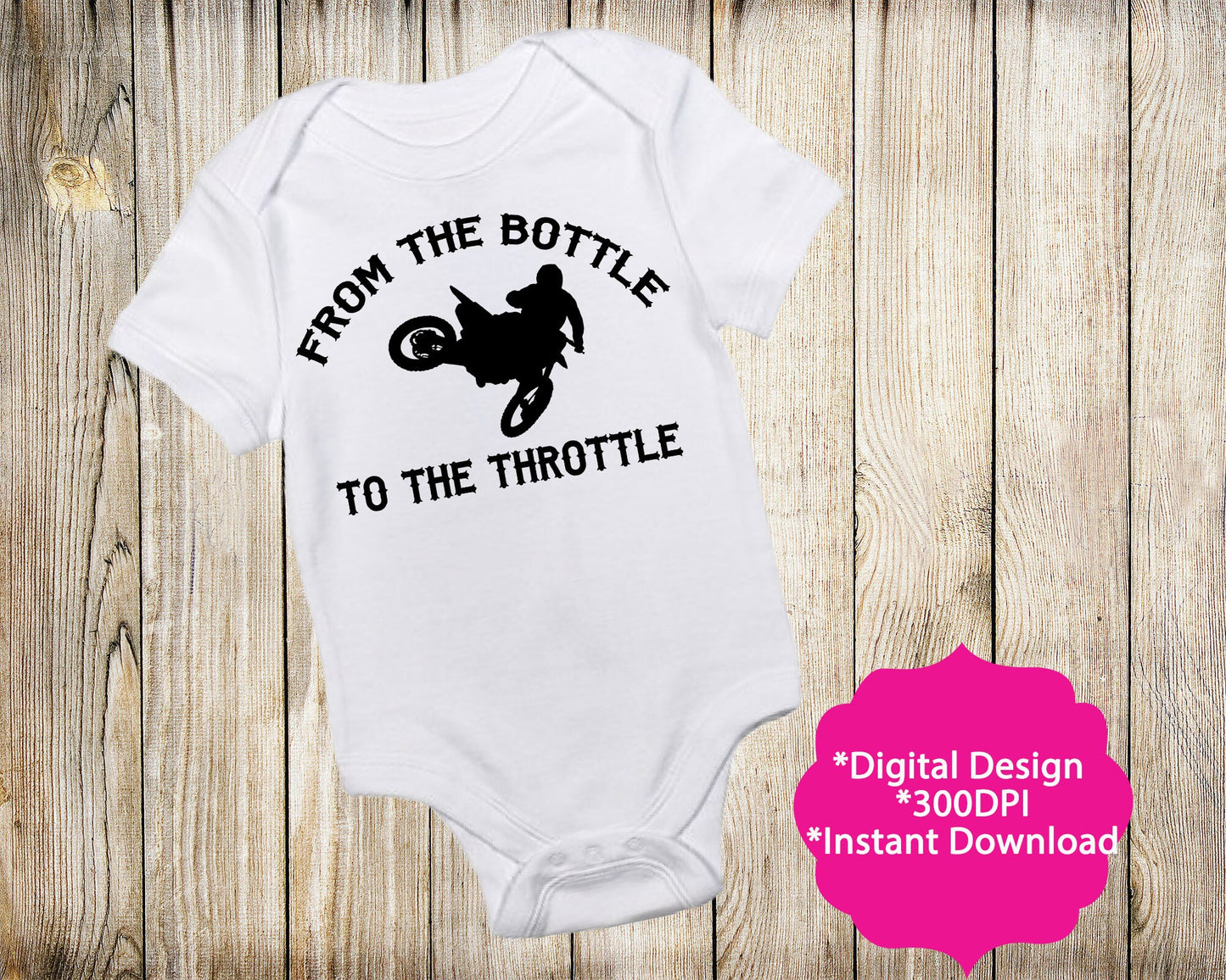 Baby Bottle Sublimation Bottle to the Throttle Onesie and Bottle Design Design