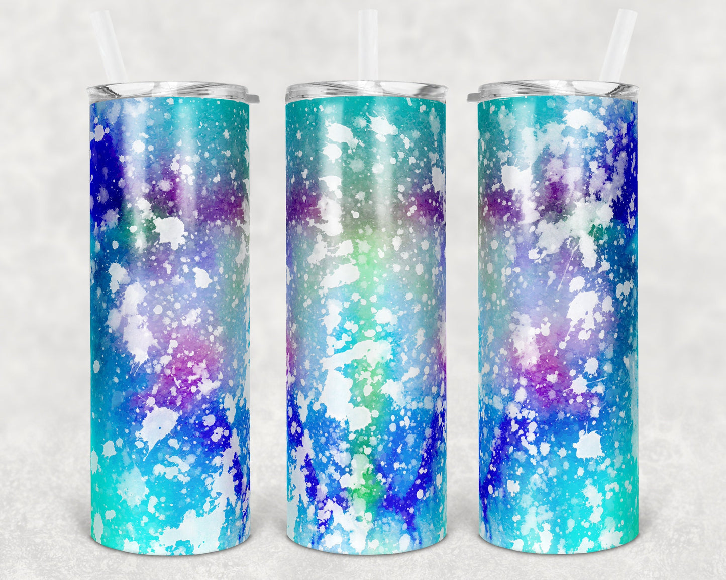 20 oz Skinny Tumbler Sublimation Design Template Glitter Blue/Purple Power Wash Straight Warped Design