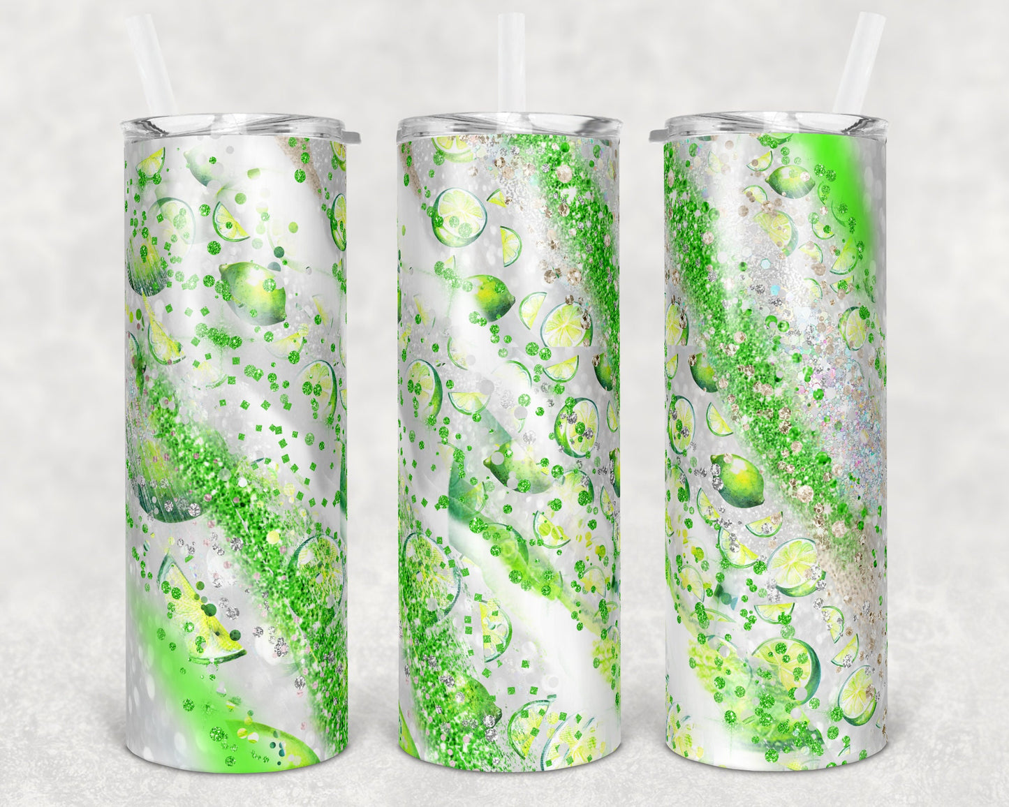20 oz Skinny Tumbler Sublimation Template Agate Milky Way Lime Limes for Topper Straight and Warped Design