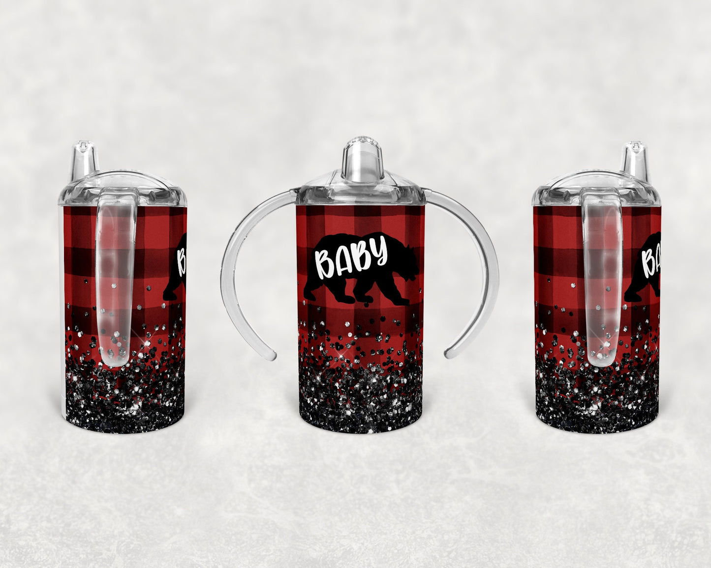 Straight Sippy Cup Sublimation Baby Bear Plaid Design